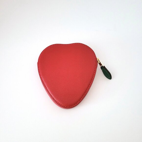 Coach CAN28 Strawberry Coin Case Change Purse Bold Red Leather - Picture 3 of 6